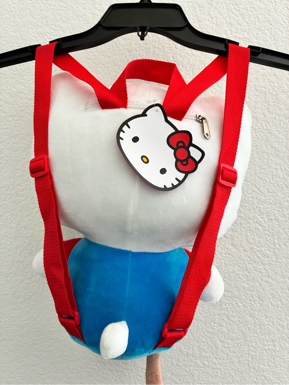 Sanrio Hello Kitty Plush Backpack - White NWT Red Bow and Blue Outfit - Picture 2 of 8